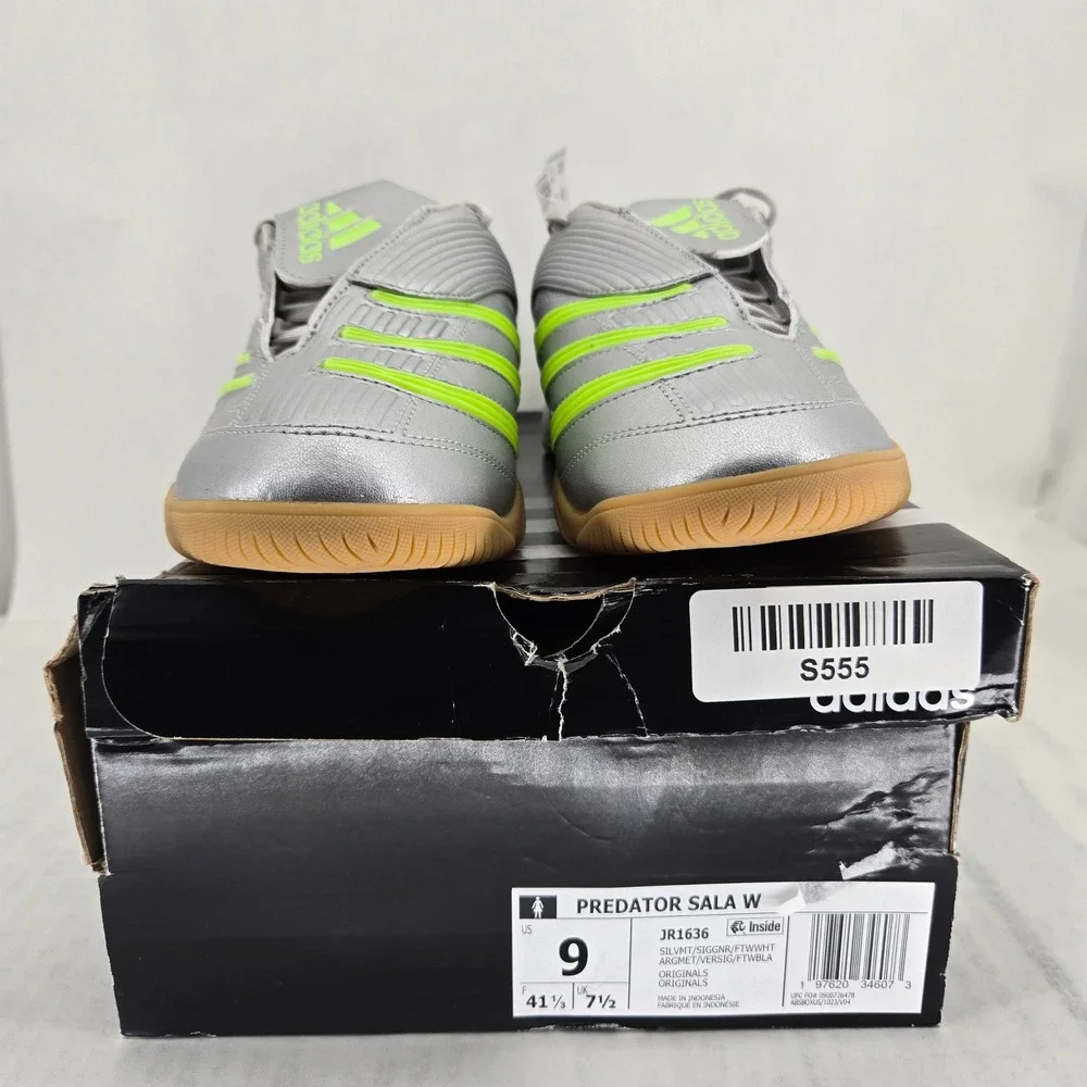 Adidas Predator Sala W Silver Green Indoor Soccer Shoes JR1636 Womens 9 NEW